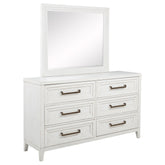 Tampa Furniture Outlet - Coaster - Marielle 6-drawer Dresser with Mirror Distressed White - 224843M