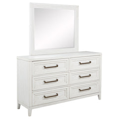 Tampa Furniture Outlet - Coaster - Marielle 6-drawer Dresser with Mirror Distressed White - 224843M