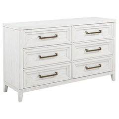 Tampa Furniture Outlet - Coaster - Marielle 6-drawer Bedroom Dresser Distressed White - 224843