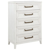 Tampa Furniture Outlet - Coaster - Marielle 5-drawer Bedroom Chest Distressed White - 224845