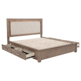 Tampa Furniture Outlet - Coaster - Kenora 56-inch Eastern King LED Storage Bed Barley Brown - 224850KE