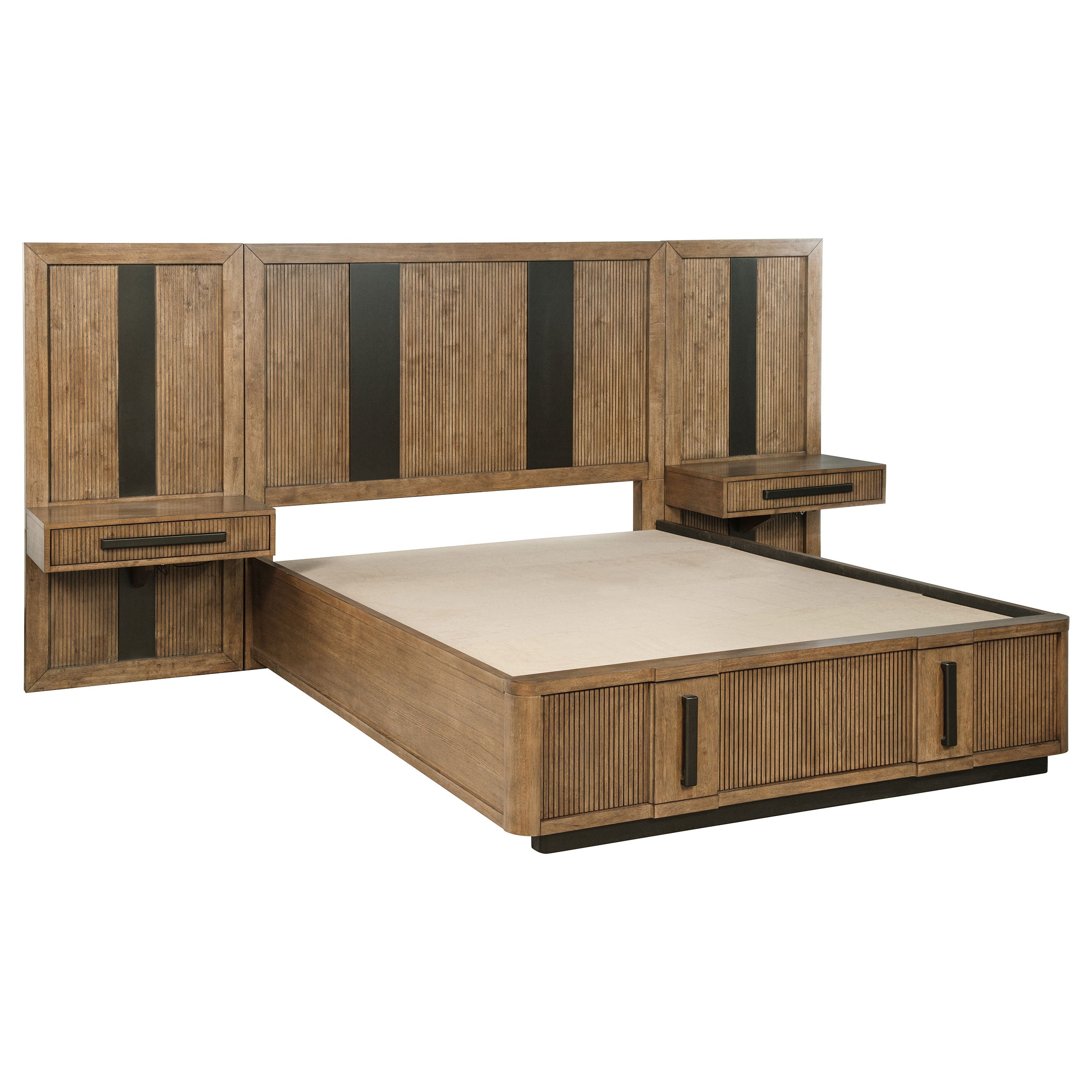 Tampa Furniture Outlet - Coaster - Terrace Eastern King Wall Panel Storage Bed Ash Brown - 224900KE-S3P