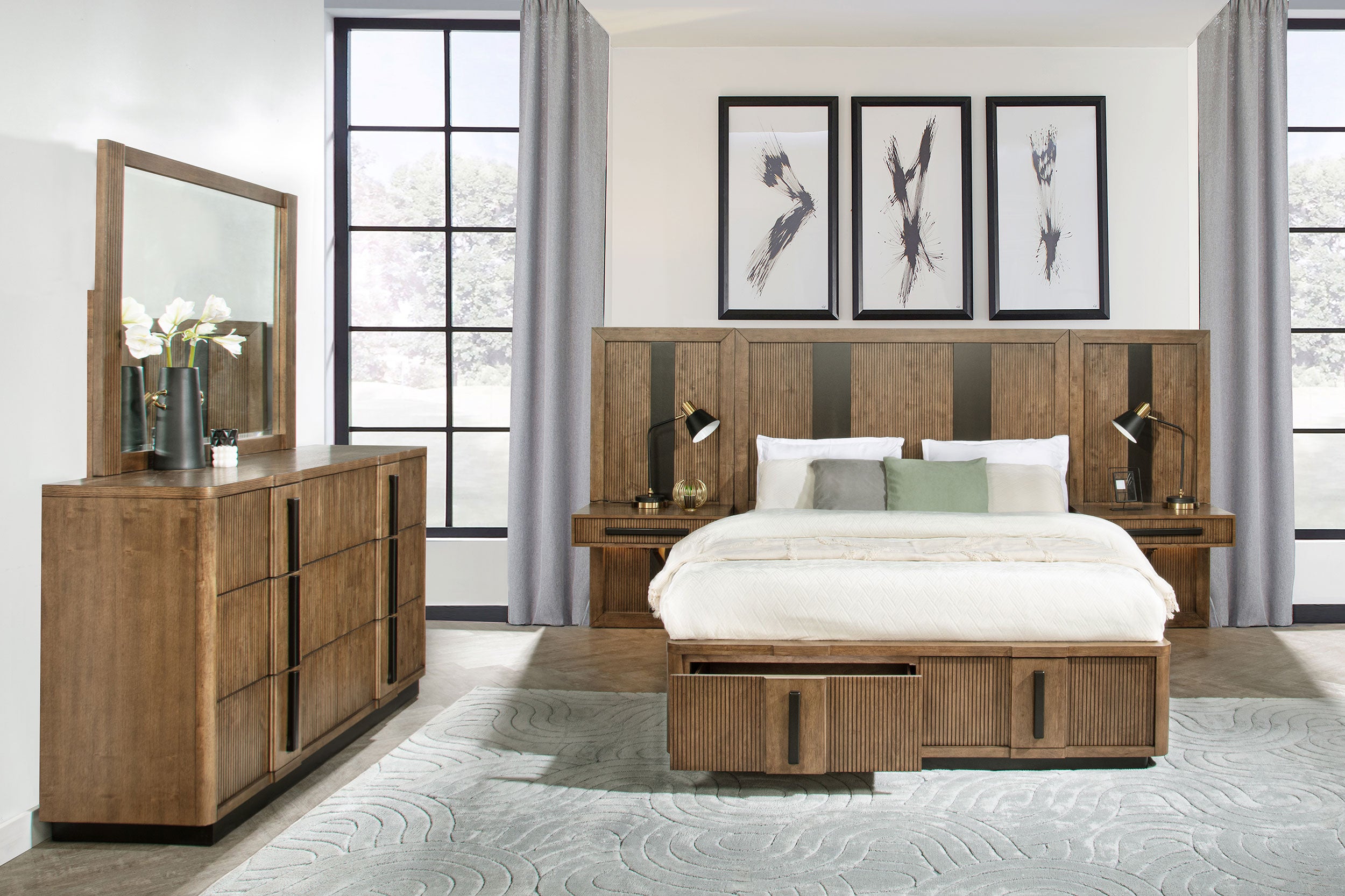 Tampa Furniture Outlet - Coaster - Terrace 5-piece California King Panel Bedroom Set Ash Brown - 224900KW-S5P