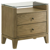 Tampa Furniture Outlet - Coaster - Granada 2-drawer Glass Top Nightstand Natural Pine - 224922