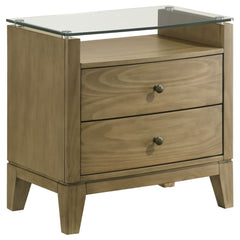 Tampa Furniture Outlet - Coaster - Granada 2-drawer Glass Top Nightstand Natural Pine - 224922