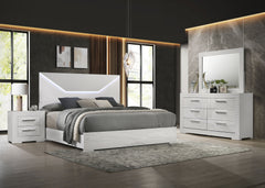 Tampa Furniture Outlet - Coaster - Ives 4-piece Eastern King Bedroom Set White High Gloss - 224941KE-S4