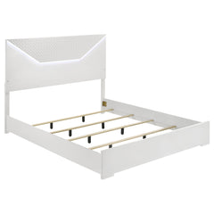 Tampa Furniture Outlet - Coaster - Ives Eastern King Panel Bed LED Headboard White High Gloss - 224941KE