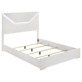 Tampa Furniture Outlet - Coaster - Ives Queen Panel Bed LED Headboard White High Gloss - 224941Q