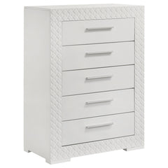 Tampa Furniture Outlet - Coaster - Ives 5-drawer Bedroom Chest of Drawers White High Gloss - 224945