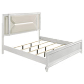 Tampa Furniture Outlet - Coaster - Marmore 64-inch Queen Panel Bed LED Headboard White - 224961Q
