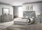 Tampa Furniture Outlet - Coaster - Ives 4-piece Eastern King Bedroom Set Grey High Gloss - 224971KE-S4
