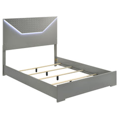 Tampa Furniture Outlet - Coaster - Ives Queen Panel Bed LED Headboard Grey High Gloss - 224971Q