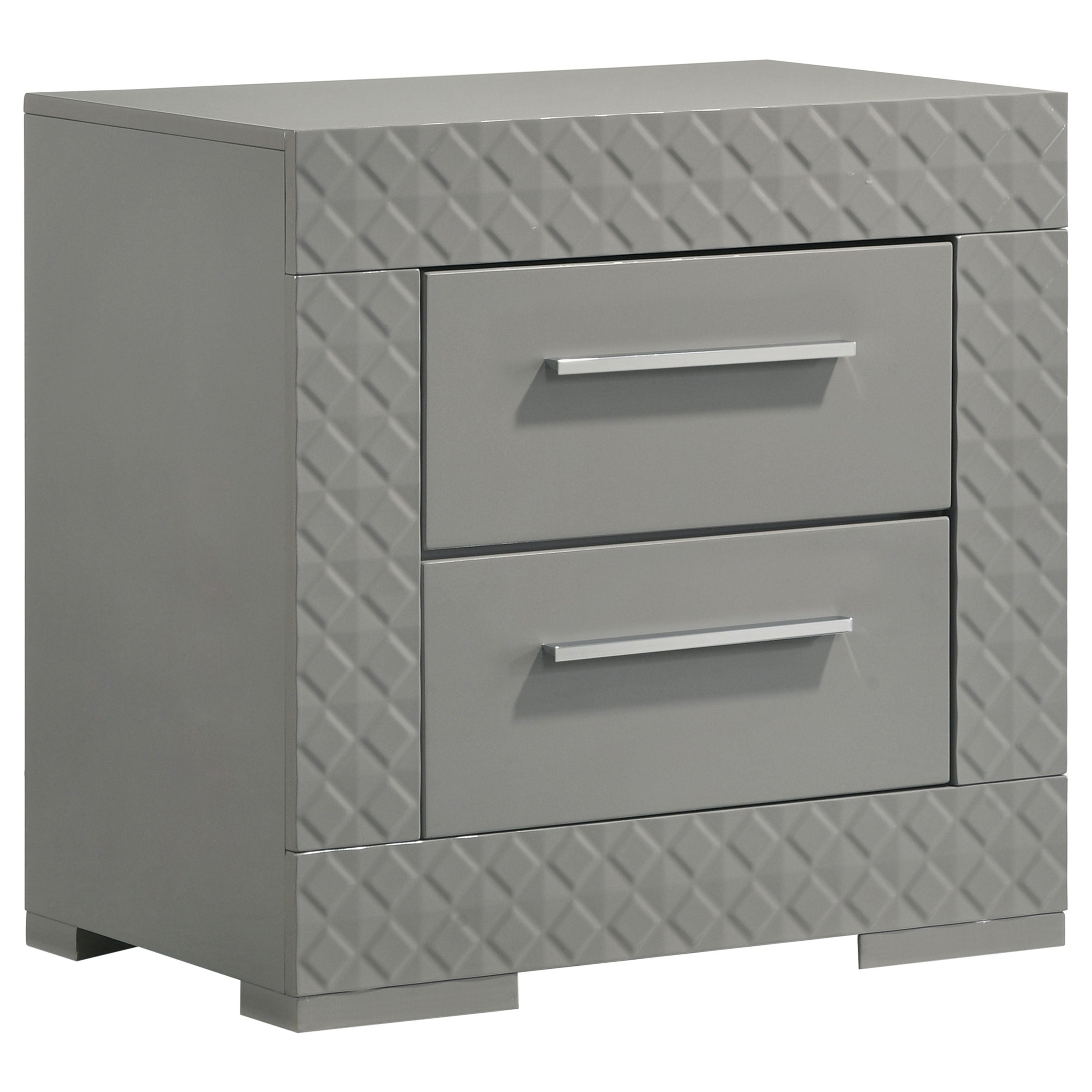 Tampa Furniture Outlet - Coaster - Ives 2-drawer Nightstand Bedside Table Grey High Gloss - 224972