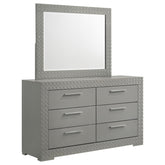 Tampa Furniture Outlet - Coaster - Ives 6-drawer Dresser and Mirror Grey High Gloss - 224973M