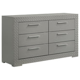 Tampa Furniture Outlet - Coaster - Ives 6-drawer Dresser Cabinet Grey High Gloss - 224973