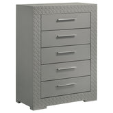 Tampa Furniture Outlet - Coaster - Ives 5-drawer Bedroom Chest of Drawers Grey High Gloss - 224975