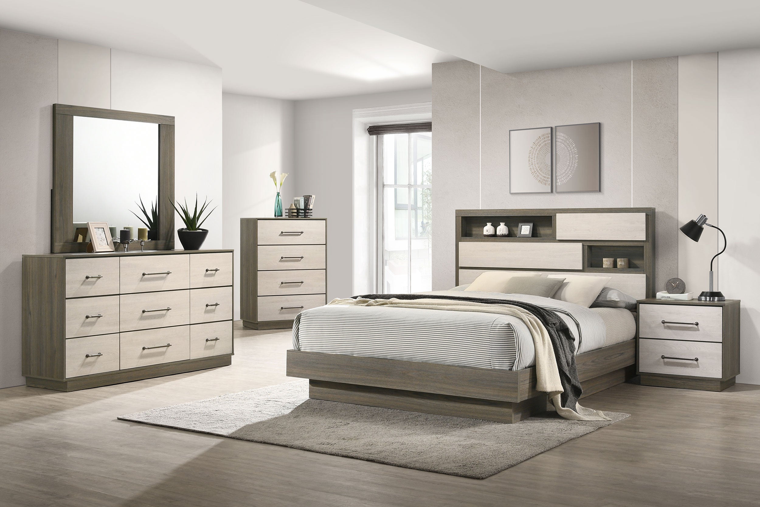 Tampa Furniture Outlet - Coaster - Fenwick 5-piece Eastern King Bedroom Set Grey Oak - 224981KE-S5