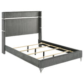 Tampa Furniture Outlet - Coaster - Lucia 61-inch Upholstered Eastern King Wingback Bed Grey - 224991KE