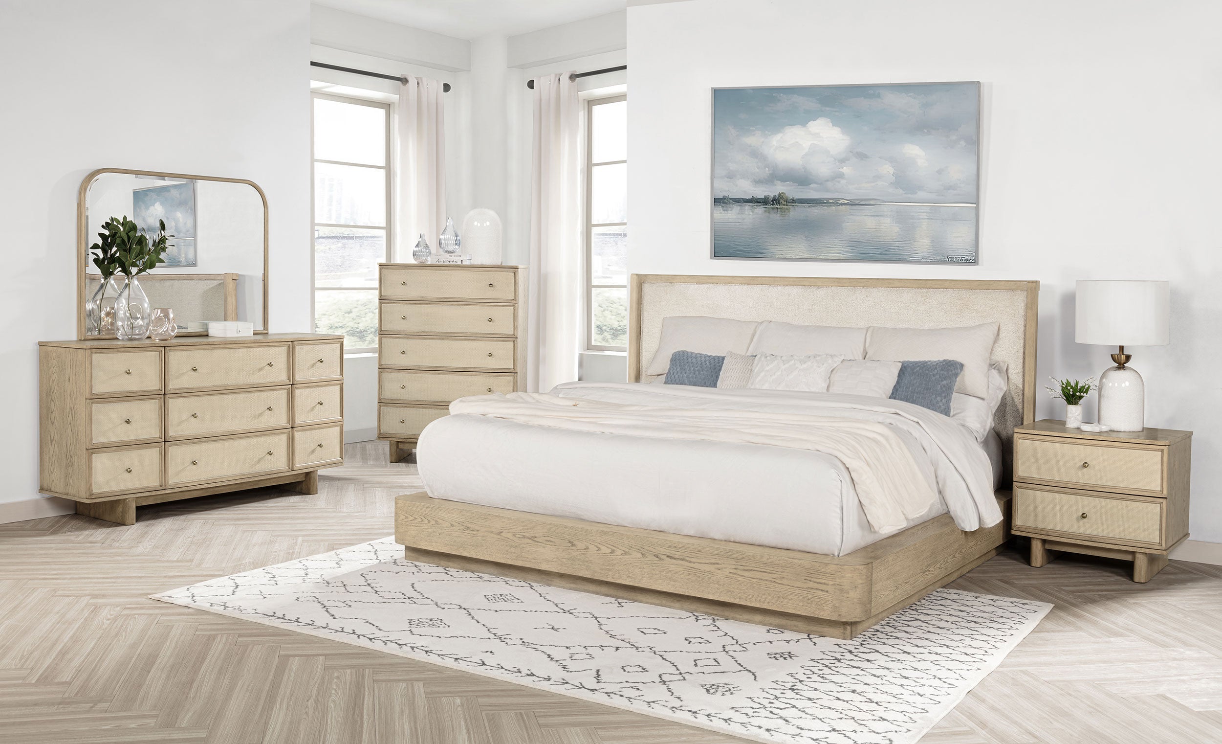 Tampa Furniture Outlet - Coaster - Kailani 5-piece Eastern King Bedroom Set Beige Oak - 225041KE-S5