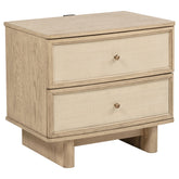 Tampa Furniture Outlet - Coaster - Kailani 2-drawer Nightstand Bedside Table Beige Oak - 225042