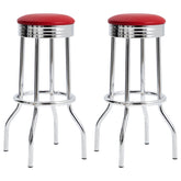 Tampa Furniture Outlet - Coaster - Retro Upholstered Metal Swivel Bar Stool Red (Set of 2) - 2299R