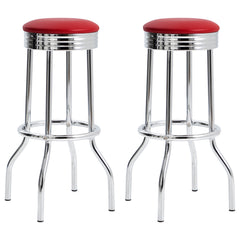 Tampa Furniture Outlet - Coaster - Retro Upholstered Metal Swivel Bar Stool Red (Set of 2) - 2299R