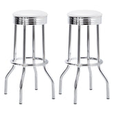 Tampa Furniture Outlet - Coaster - Retro Upholstered Metal Swivel Bar Stool White (Set of 2) - 2299W