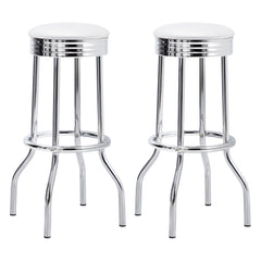 Tampa Furniture Outlet - Coaster - Retro Upholstered Metal Swivel Bar Stool White (Set of 2) - 2299W