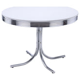 Tampa Furniture Outlet - Coaster - Retro Round 42-inch Wood Top Dining Table White and Chrome - 2388