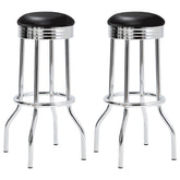 Tampa Furniture Outlet - Coaster - Retro Upholstered Metal Swivel Bar Stool Black (Set of 2) - 2408