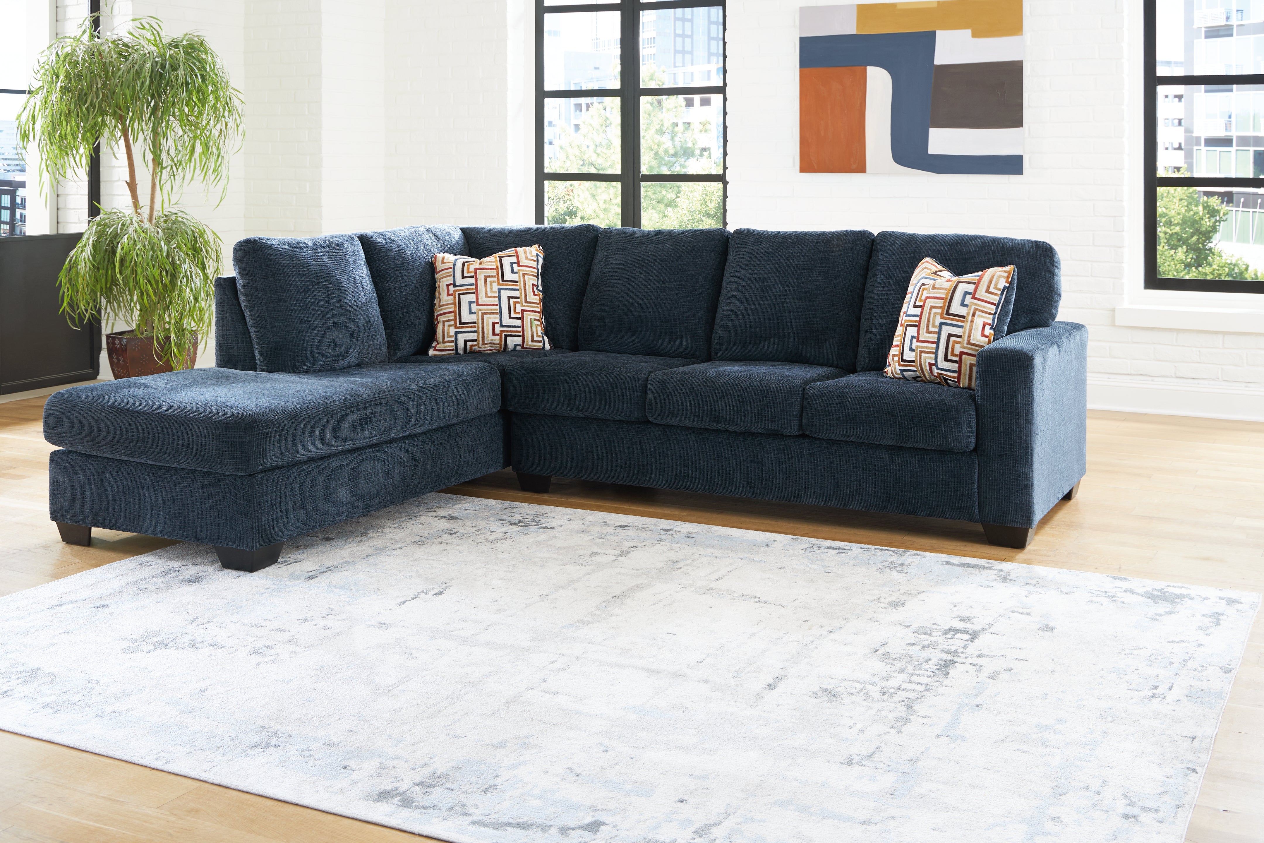Tampa Furniture Outlet Lutz - Ashley Furniture - Aviemore Sectional - RAF 2-Piece Sectional with Chaise / Ink - 24303S1