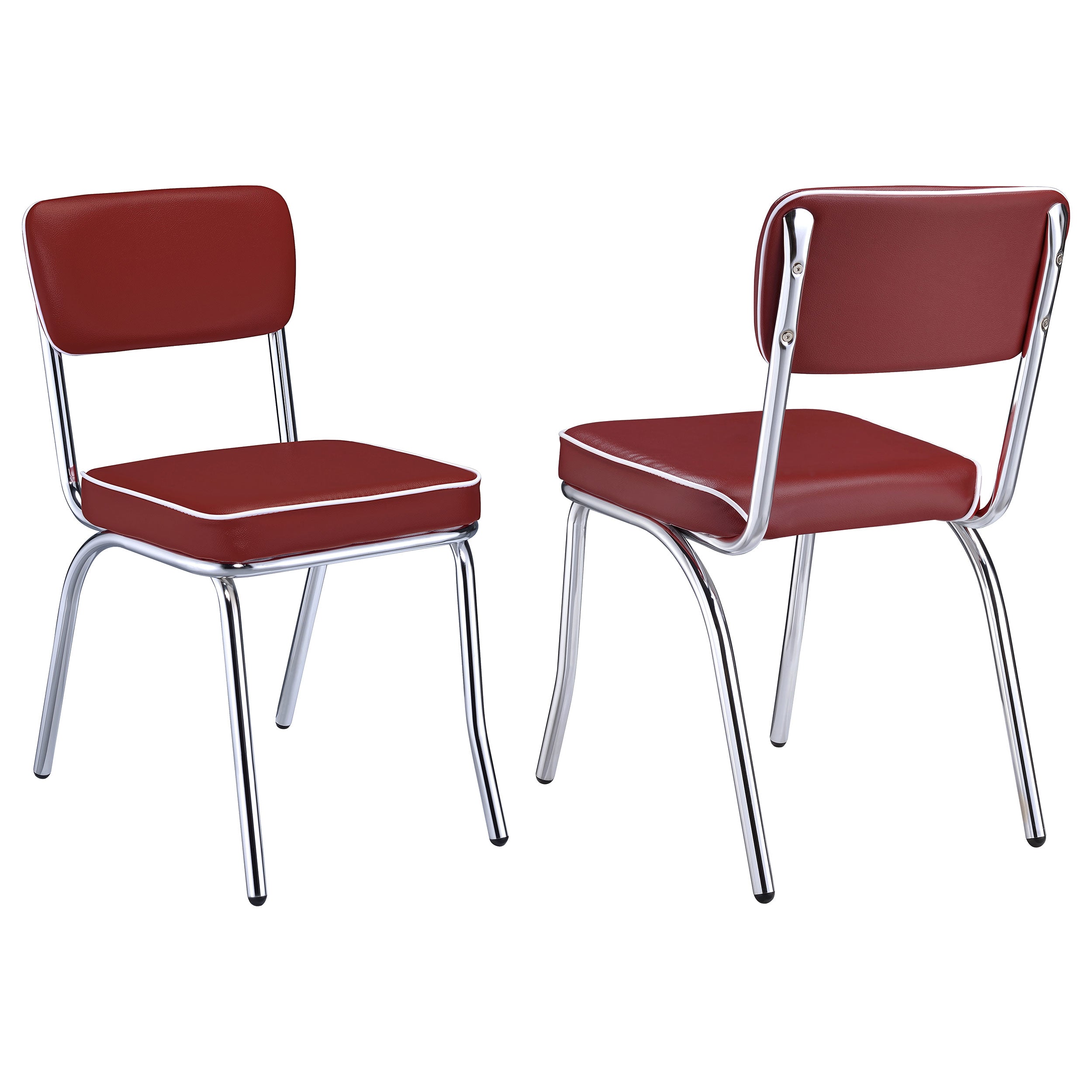 Tampa Furniture Outlet - Coaster - Retro Upholstered Dining Side Chair Red (Set of 2) - 2450R