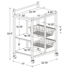 Kelvin 2-shelf Mobile Kitchen Cart Natural Brown and White
