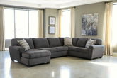 Tampa Furniture Outlet Lutz - Ashley Furniture - Ambee Sectional - RAF 3-Piece Sectional with Chaise / Slate - 28620S1