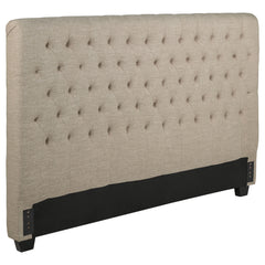Tampa Furniture Outlet - Coaster - Chloe Upholstered Eastern King Panel Headboard Oatmeal - 300007KEB1