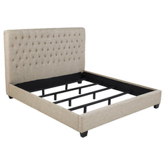 Tampa Furniture Outlet - Coaster - Chloe Upholstered Eastern King Panel Bed Oatmeal - 300007KE