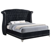 Tampa Furniture Outlet - Coaster - Barzini Upholstered Queen Wingback Bed Black - 300643Q