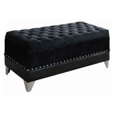 Tampa Furniture Outlet - Coaster - Barzini Velvet Upholstered Tufted Storage Bench Black - 300644