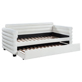 Tampa Furniture Outlet - Coaster - Patricia Boucle Upholstered Twin Day Bed with Trundle White - 300716