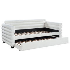 Tampa Furniture Outlet - Coaster - Patricia Boucle Upholstered Twin Day Bed with Trundle White - 300716