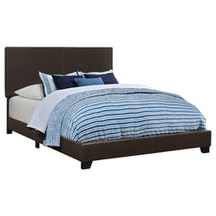 Tampa Furniture Outlet - Coaster - Dorian Faux Leather Upholstered Eastern King Panel Bed Brown - 300762KE