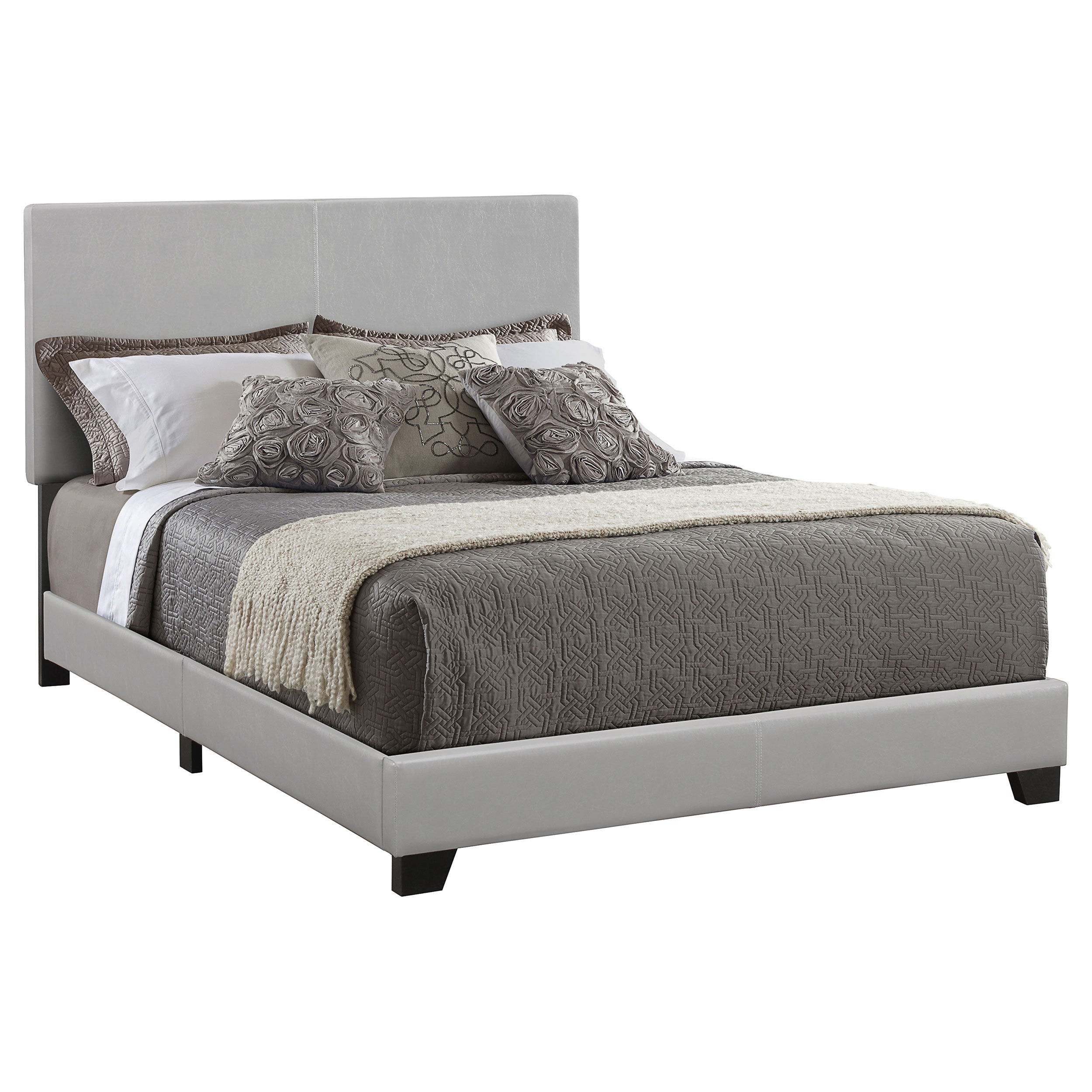 Tampa Furniture Outlet - Coaster - Dorian Faux Leather Upholstered California King Bed Grey - 300763KW