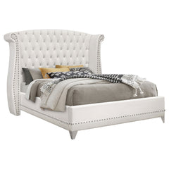 Tampa Furniture Outlet - Coaster - Barzini Upholstered California King Wingback Bed White - 300843KW