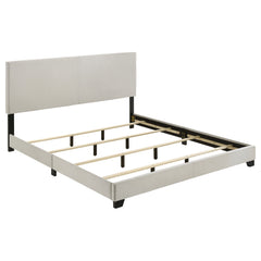 Dorian Fabric Upholstered Eastern King Panel Bed Cream