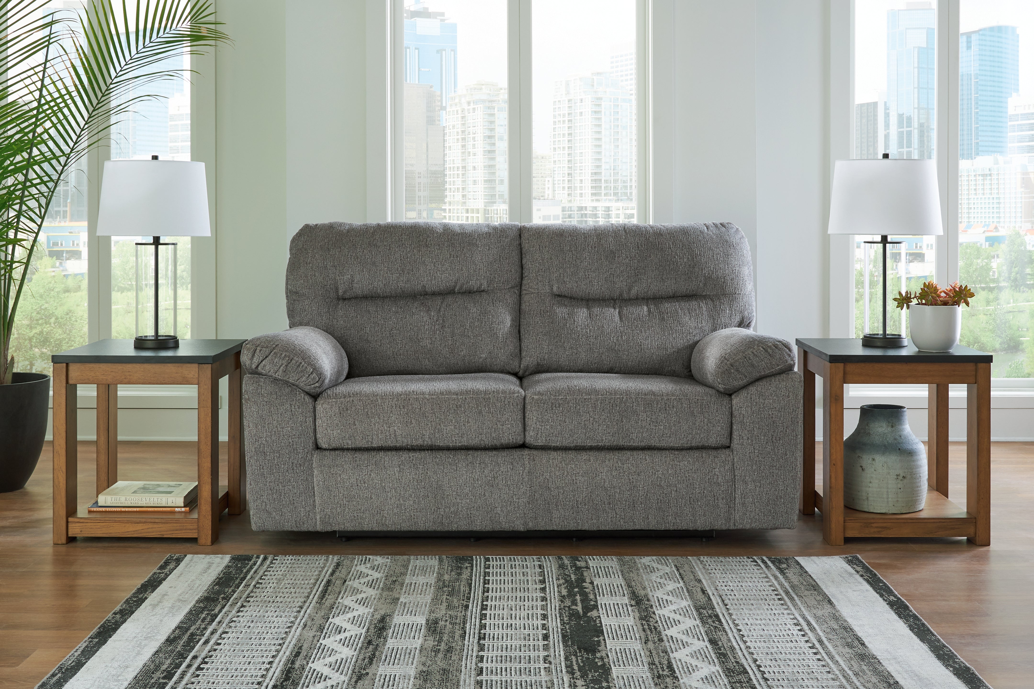 Tampa Furniture Outlet Lutz - Ashley Furniture - Bindura Living Room - Glider Loveseat / Mineral - 3030578