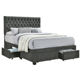 Tampa Furniture Outlet - Coaster - Soledad Upholstered Queen Storage Panel Bed Grey - 305877Q