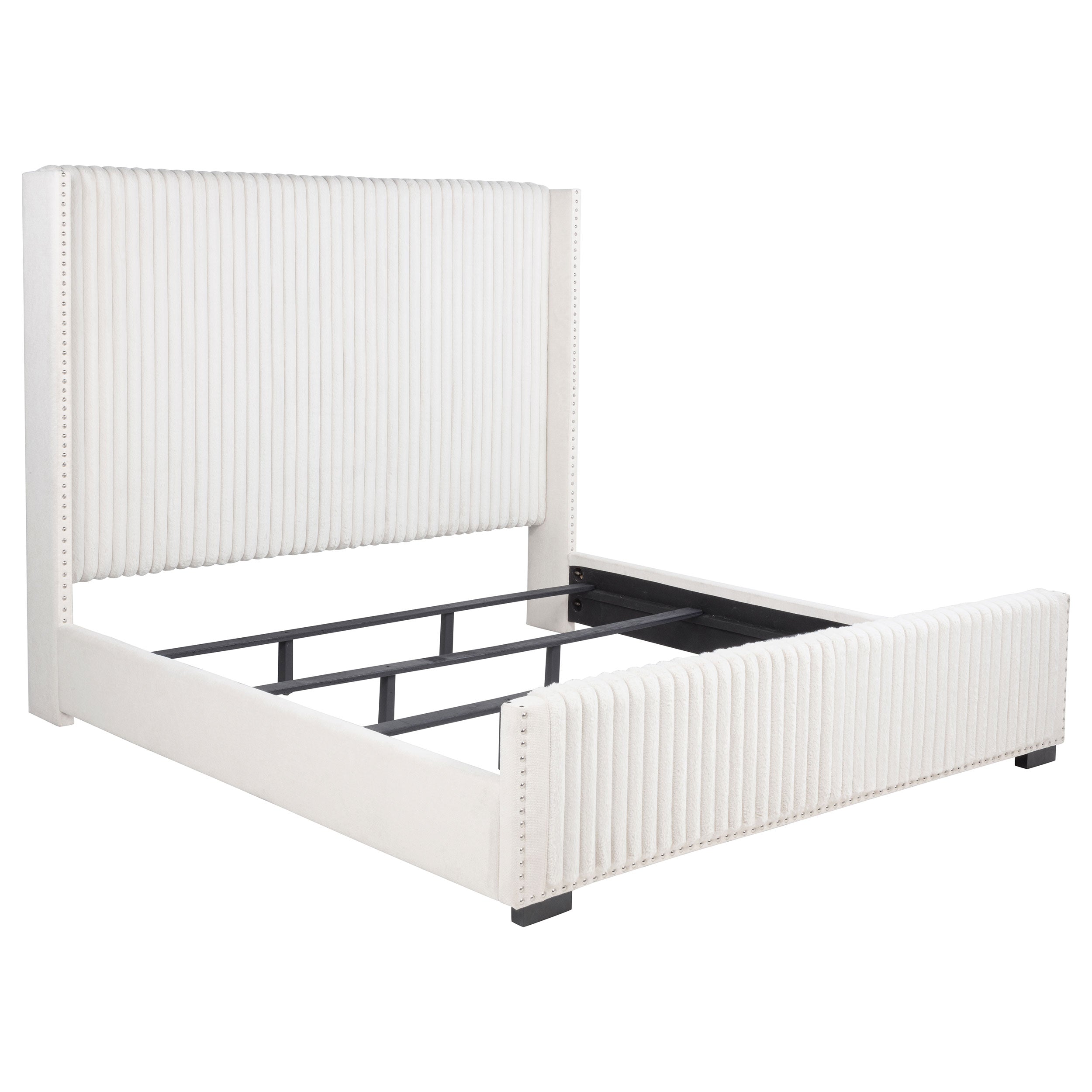 Tampa Furniture Outlet - Coaster - Natasha 65-inch Upholstered California King Bed Cream - 306051KW