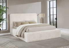 Rebecca Faux Fur Upholstered California King Bed Cream
