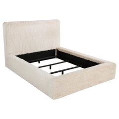 Tampa Furniture Outlet - Coaster - Rebecca Faux Fur Upholstered California King Bed Cream - 306141KW