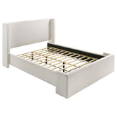 Tampa Furniture Outlet - Coaster - Alamosa Boucle Upholstered Queen Wingback Bed White - 310078Q